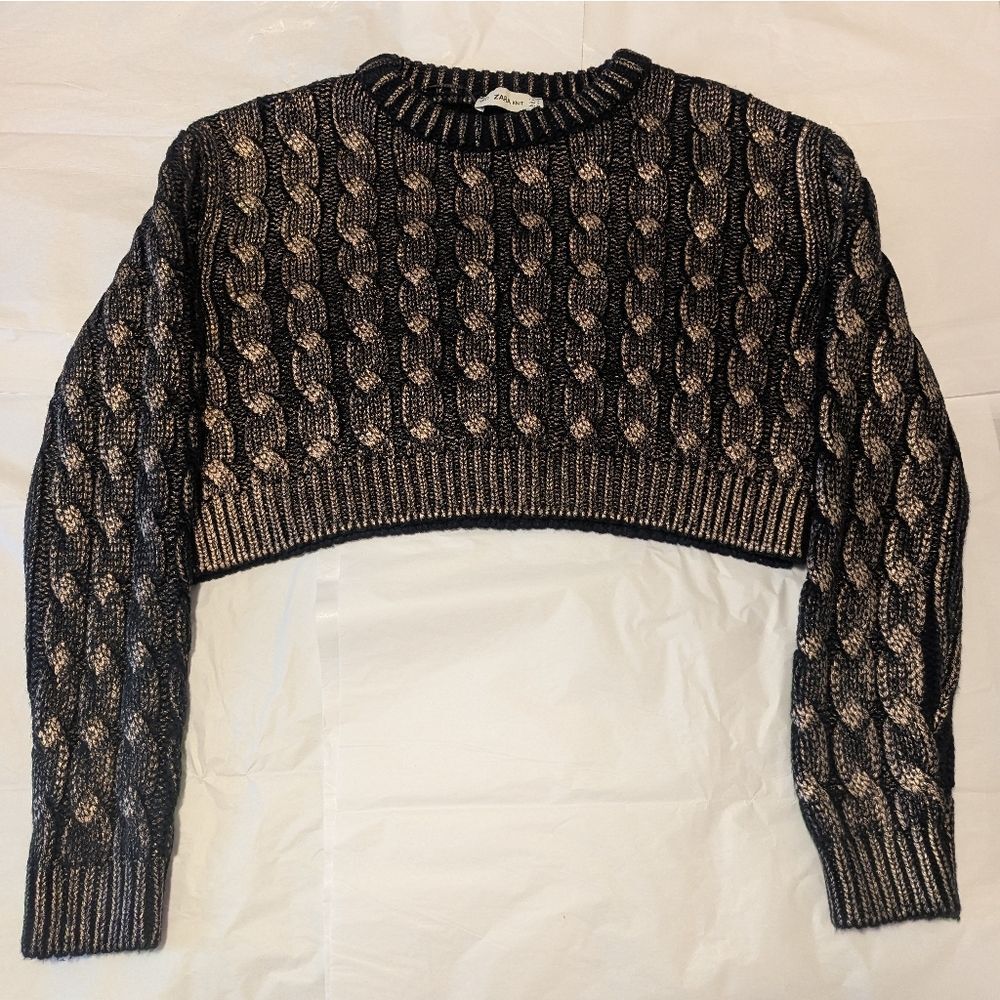 Zara Black and Gold Knit Sweater